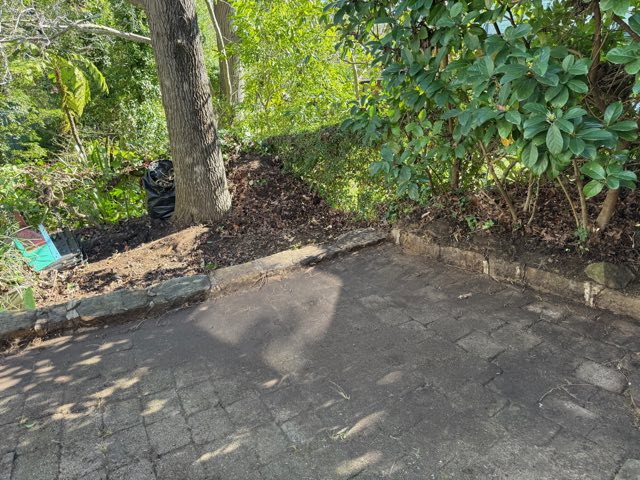 Garden bed cleared and freshly mulched